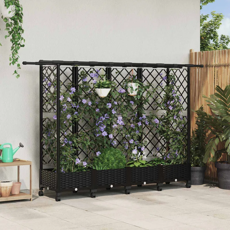 Cama Elevada Con Trellis Y Techo Negro 202,5 X 40 X 127 Cm Pp