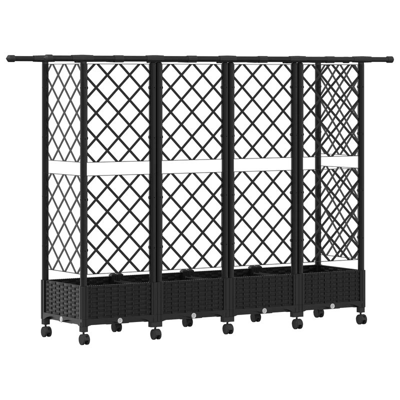 Cama Elevada Con Trellis Y Techo Negro 202,5 X 40 X 127 Cm Pp