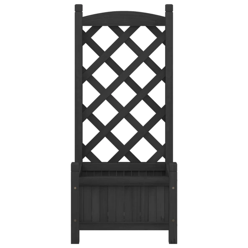 Jardinera Con Enrejado Negro 40x30x90 Cm Madera Maciza De Abeto