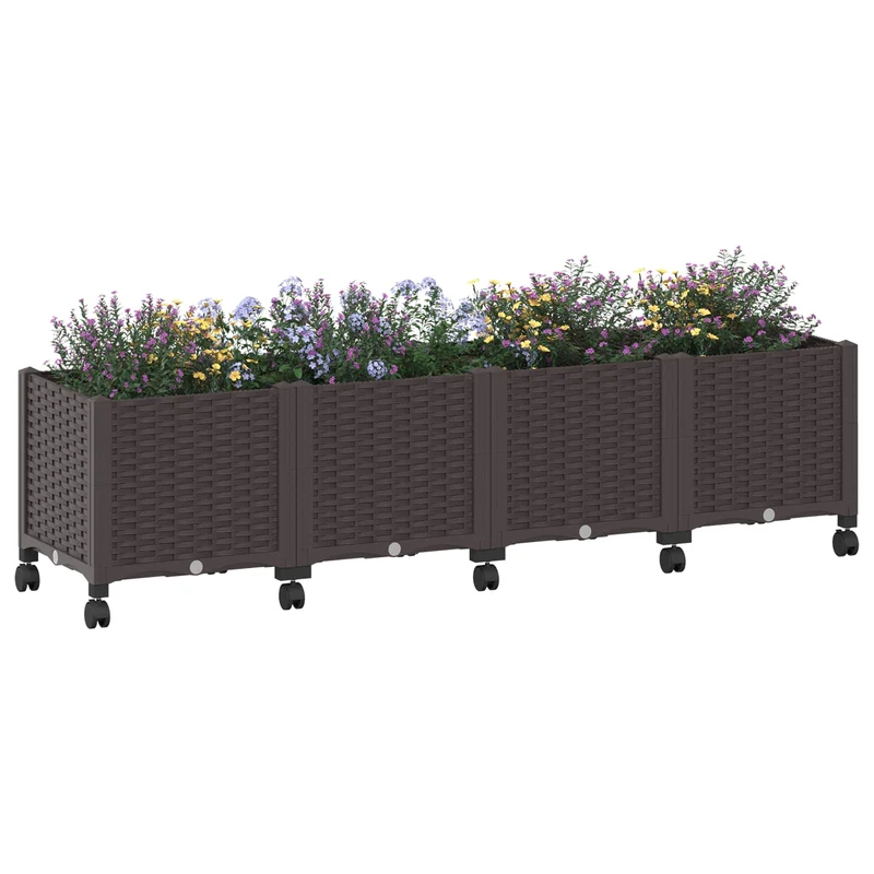 Macetero De Jardín Con Ruedas Marrón 160 X 40 X 44 Cm Pp