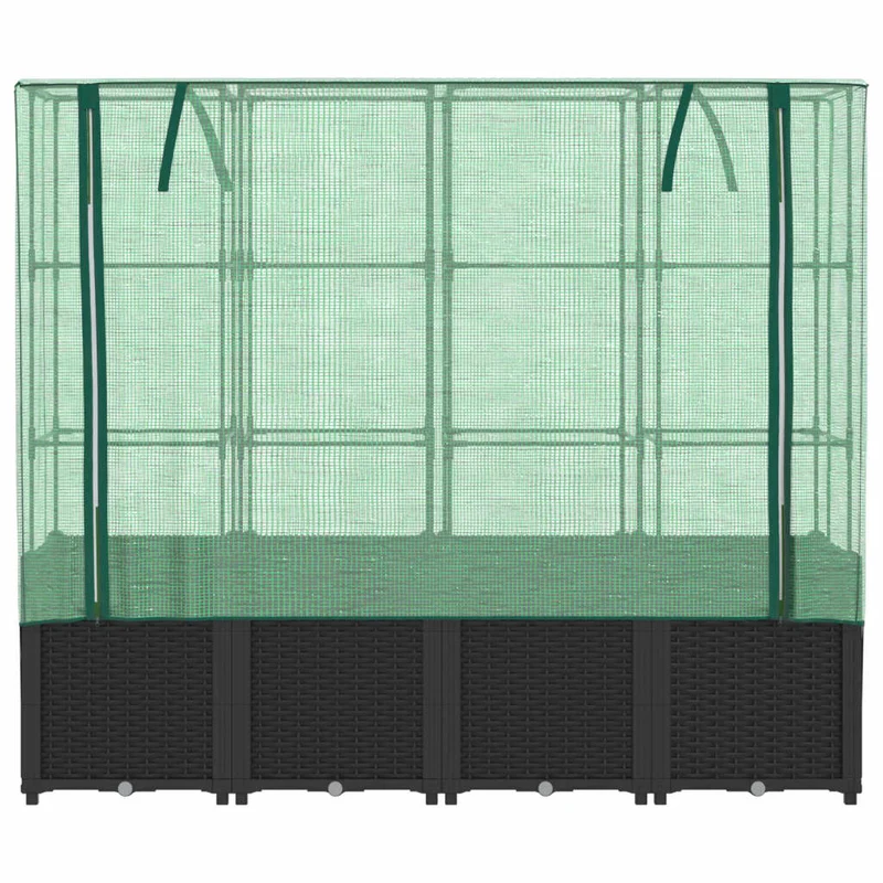 Jardinera Elevada Con Cubierta De Invernadero Aspecto Ratán 160x40x153 Cm