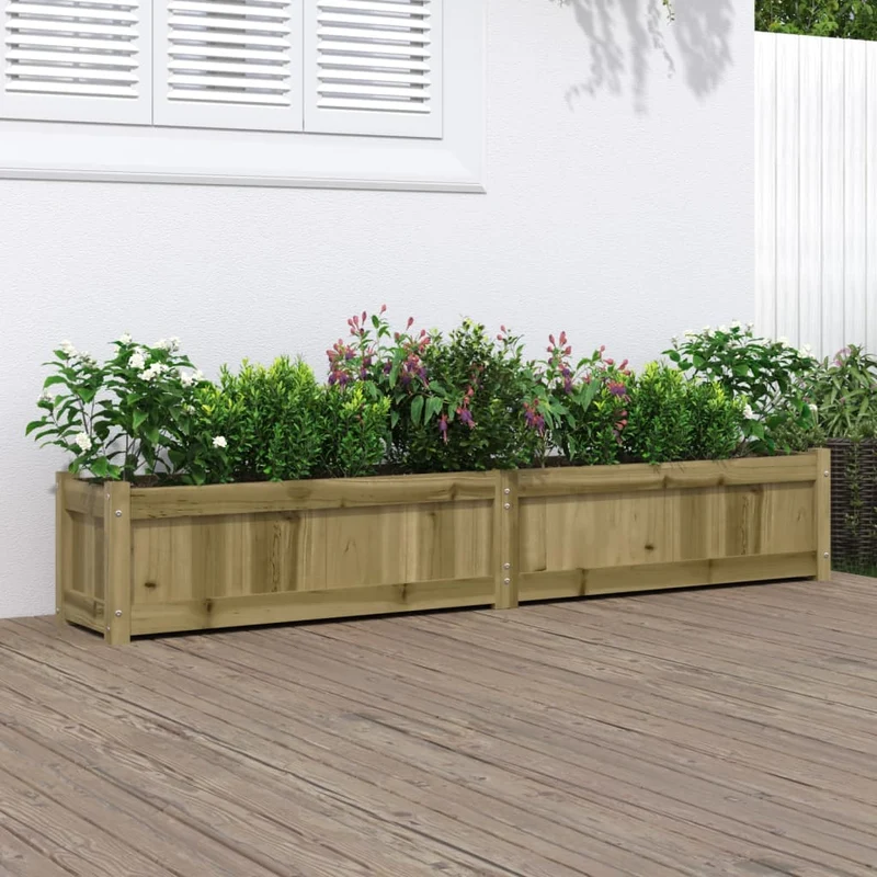 Jardinera De Madera De Pino Impregnada 180x31x31 Cm
