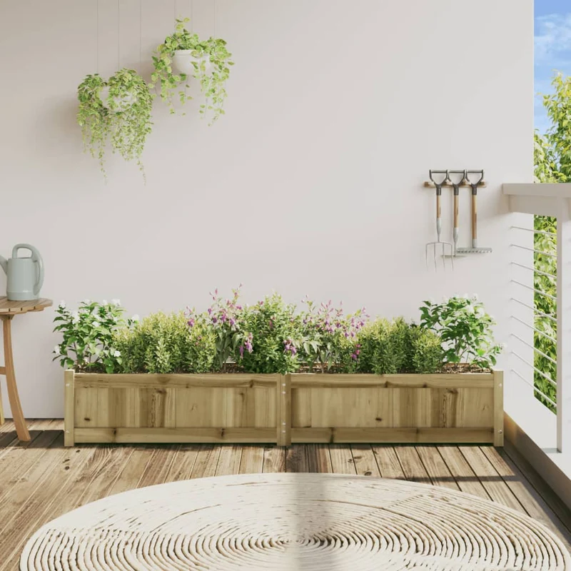 Jardinera De Madera De Pino Impregnada 180x31x31 Cm