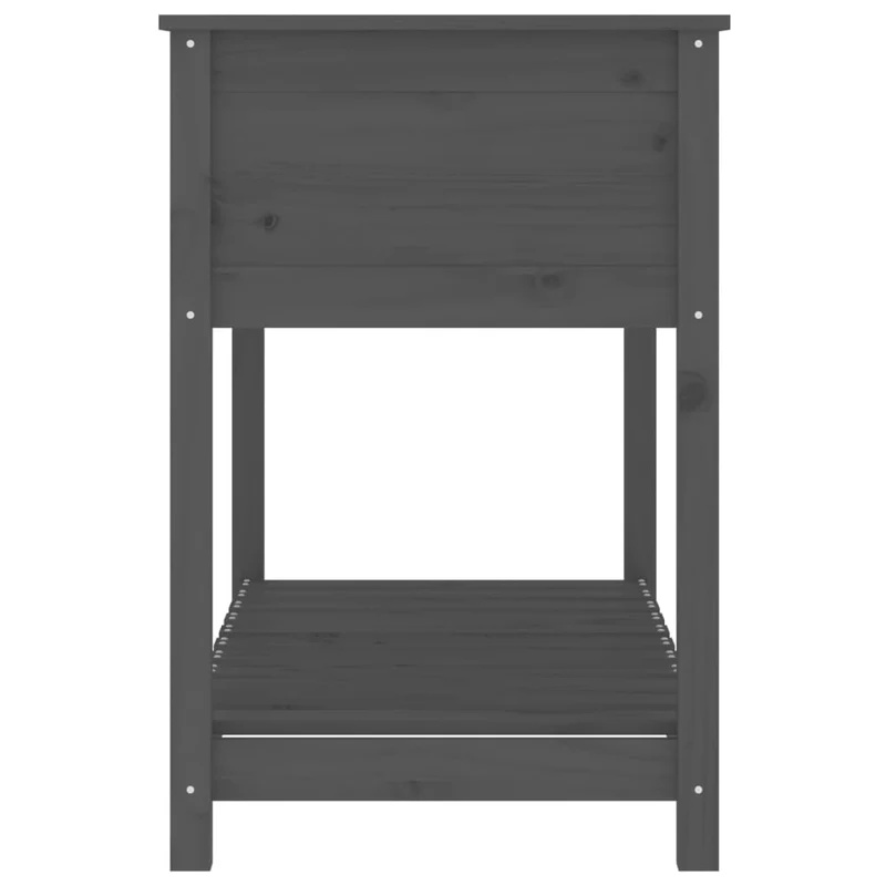 Jardinera Con Estante Madera Maciza De Pino Gris 111,5x54x81 Cm