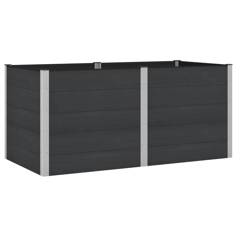Arriate Elevado Negro 200 X 100 X 91 Cm Wpc Y Aluminio