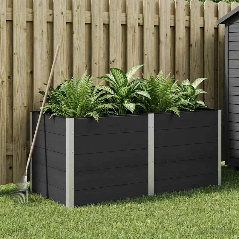 Arriate Elevado Negro 200 X 100 X 91 Cm Wpc Y Aluminio