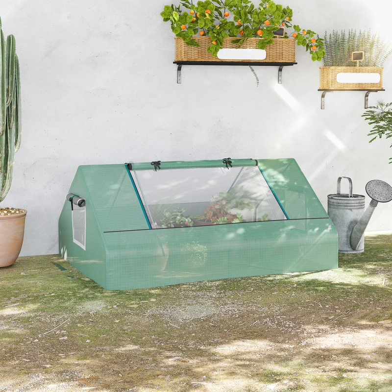 Outsunny Invernadero De Exterior Con 4 Ventanas Enrollables 180x140x80 Cm Verde