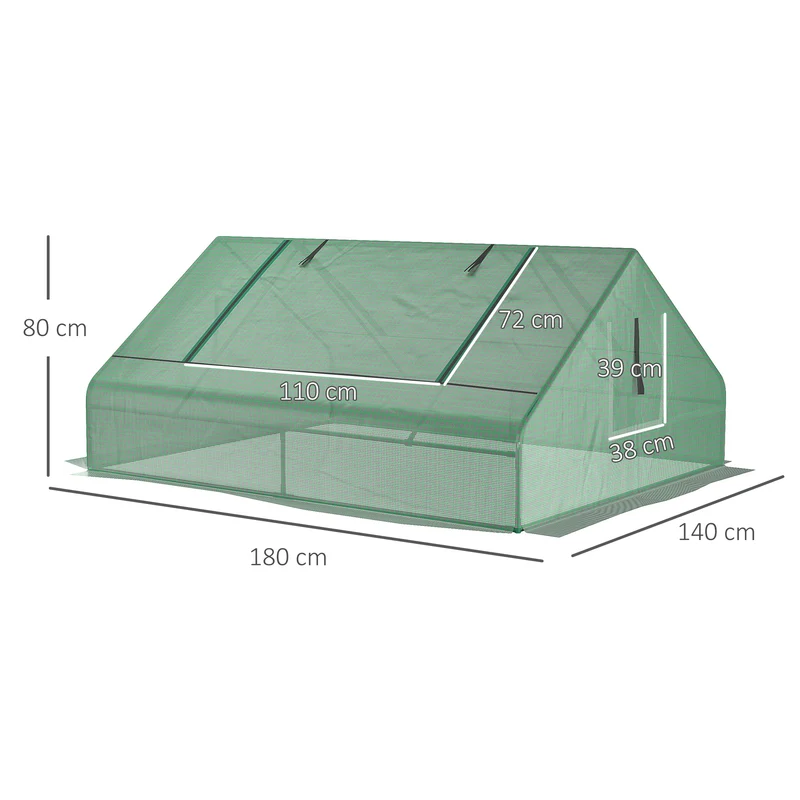 Outsunny Invernadero De Exterior Con 4 Ventanas Enrollables 180x140x80 Cm Verde