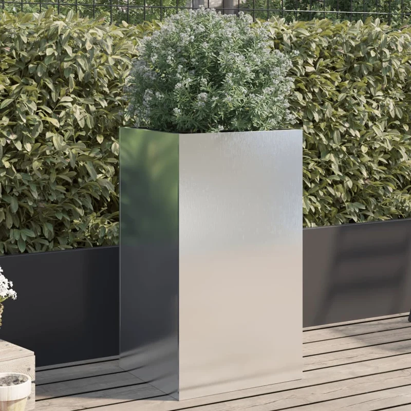 Jardinera De Acero Inoxidable Plateado 42x38x75 Cm