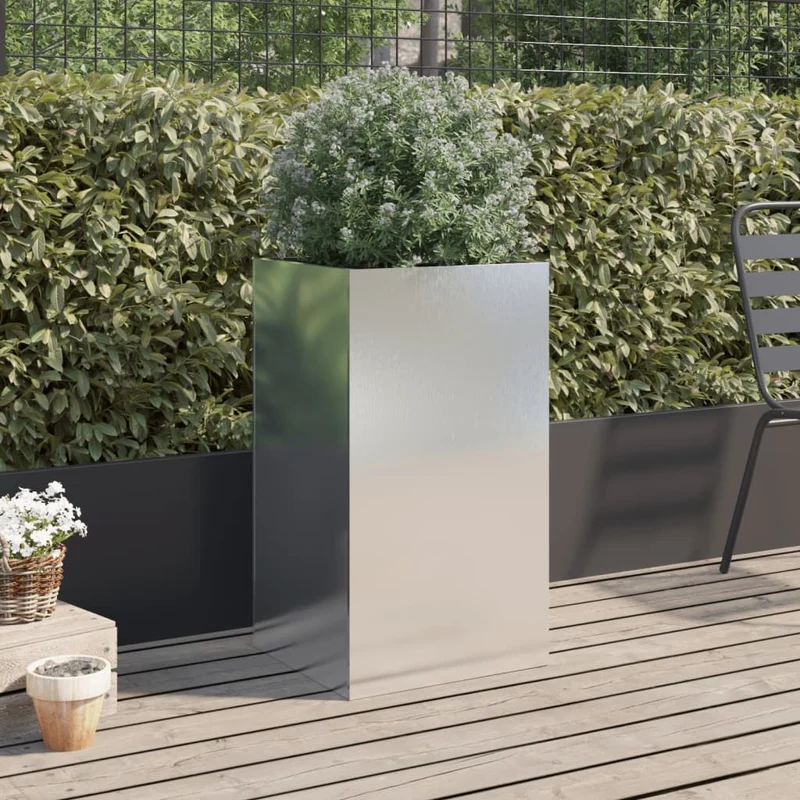 Jardinera De Acero Inoxidable Plateado 42x38x75 Cm