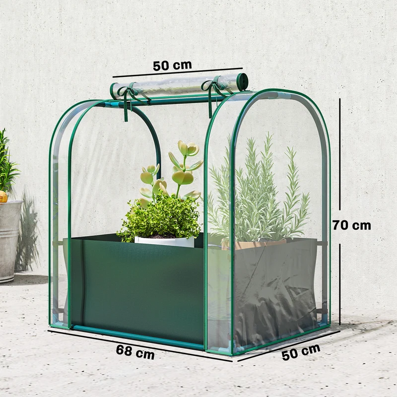 Outsunny Mini Invernadero Con Bolsa Para Plantar 68x50x70 Cm Para Jardín Verde