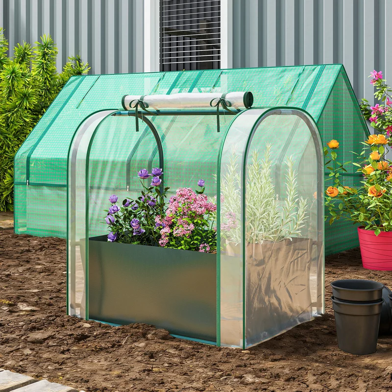 Outsunny Mini Invernadero Con Bolsa Para Plantar 68x50x70 Cm Para Jardín Verde