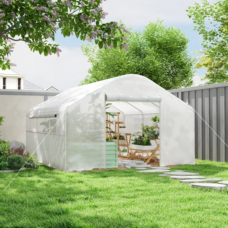 Outsunny Invernadero De Exterior 4x3x2 M Con Cubierta De Pe Anti-uv Blanco