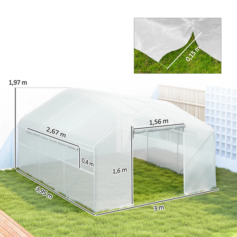 Outsunny Invernadero De Exterior 4x3x2 M Con Cubierta De Pe Anti-uv Blanco