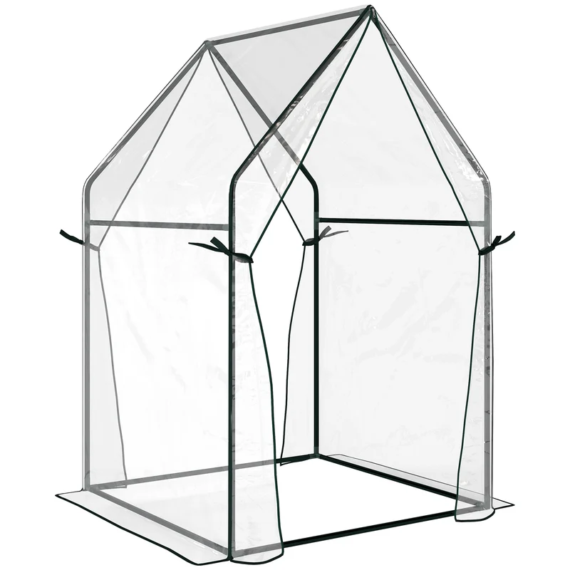 Outsunny Invernadero De Jardín Con 2 Puertas Anti-uv 90x90x145 Cm Transparente