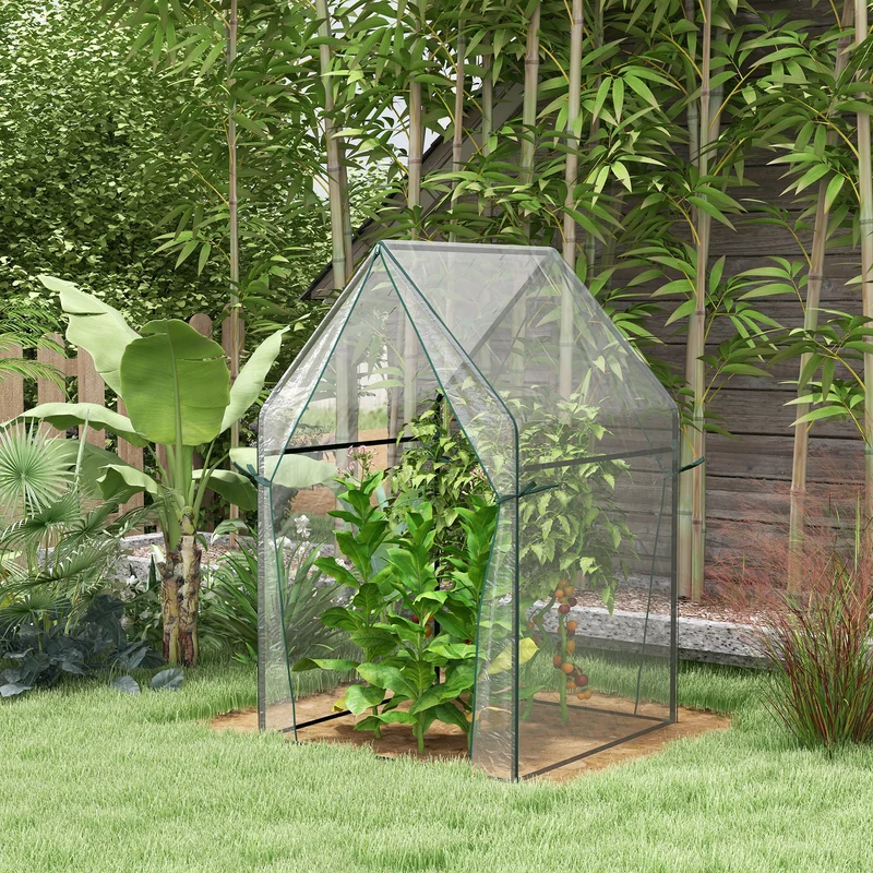Outsunny Invernadero De Jardín Con 2 Puertas Anti-uv 90x90x145 Cm Transparente