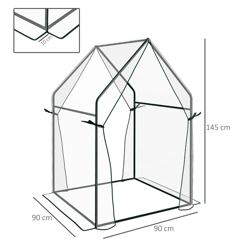 Outsunny Invernadero De Jardín Con 2 Puertas Anti-uv 90x90x145 Cm Transparente