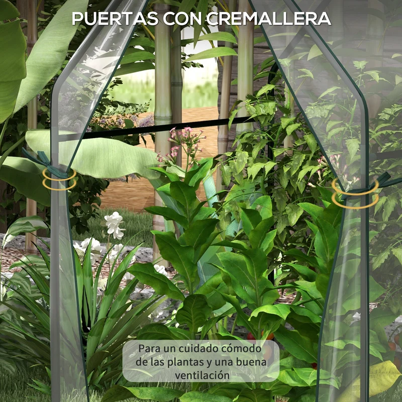 Outsunny Invernadero De Jardín Con 2 Puertas Anti-uv 90x90x145 Cm Transparente