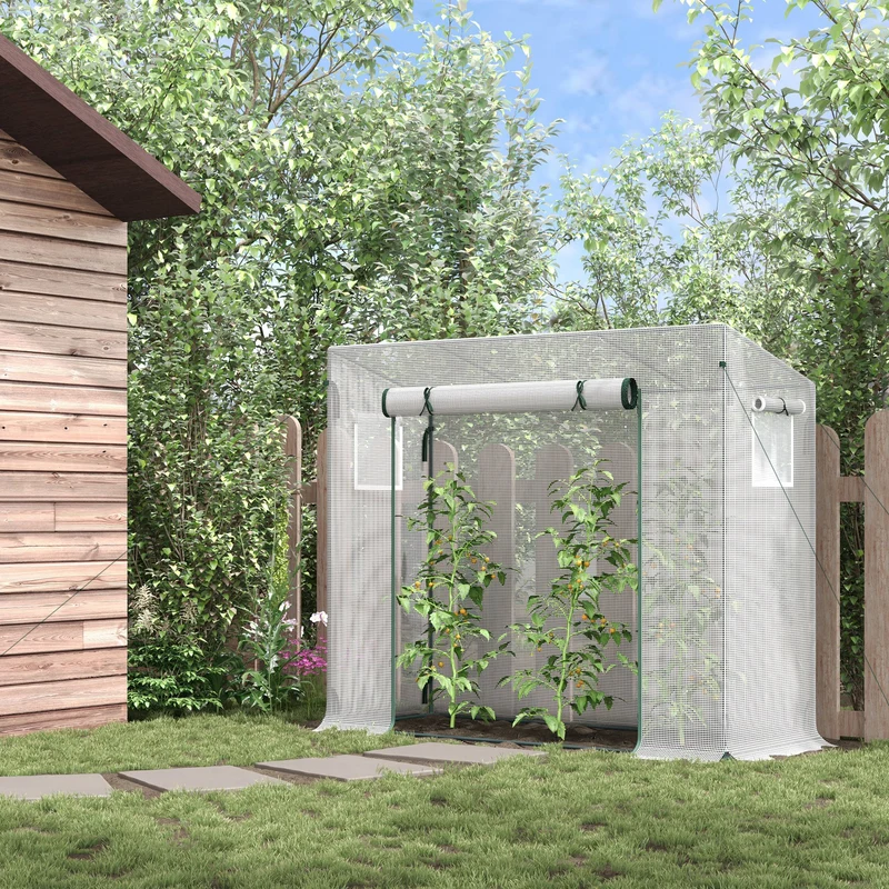 Outsunny Invernadero Pequeño Con Ventanas Para Cultivar Tomates Blanco