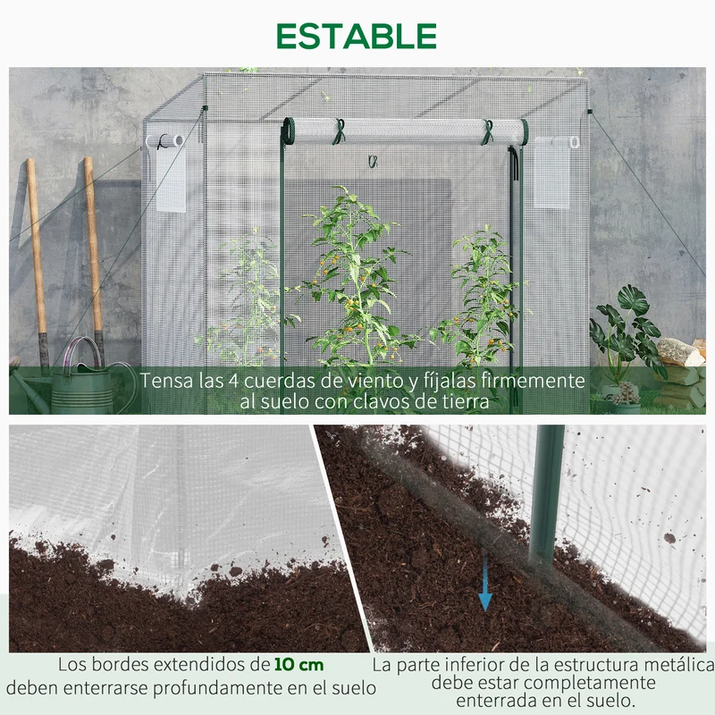Outsunny Invernadero Pequeño Con Ventanas Para Cultivar Tomates Blanco