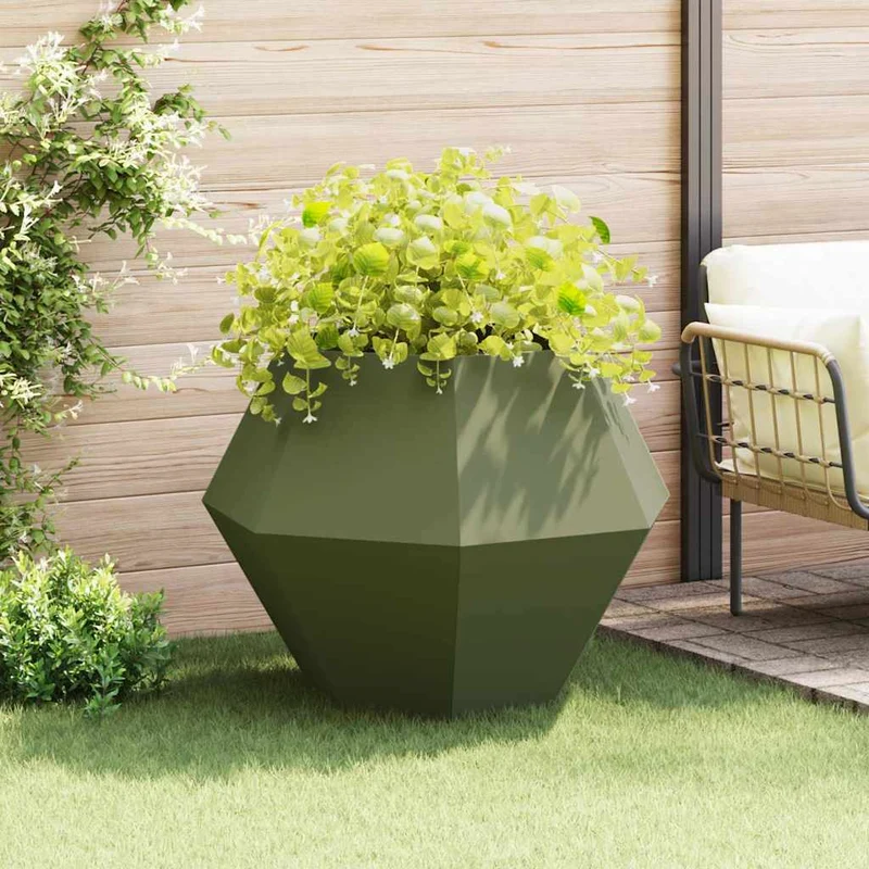 Jardinera Verde Oliva 100 X 100 X 80 Cm Acero