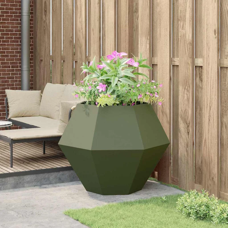 Jardinera Verde Oliva 100 X 100 X 80 Cm Acero