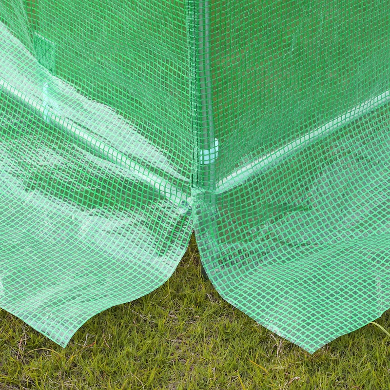 Outsunny Invernadero De Túnel 4x3x2 M Con 6 Ventanas 3 Puertas Enrollables Verde