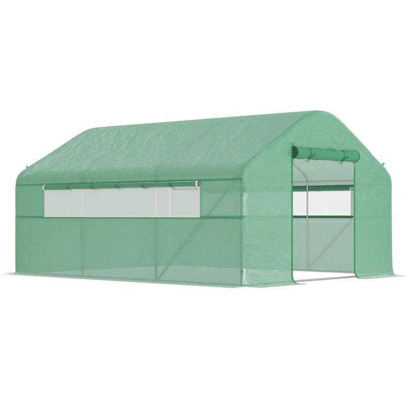Outsunny Invernadero De Exterior 4x3x2 M Con Cubierta De Pe Anti-uv Verde