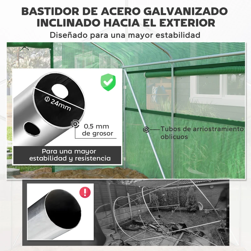 Outsunny Invernadero De Exterior 4x3x2 M Con Cubierta De Pe Anti-uv Verde