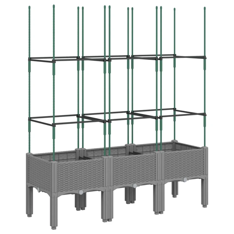 Jardinera Con Enrejado Pp Gris Claro 120x40x142,5 Cm