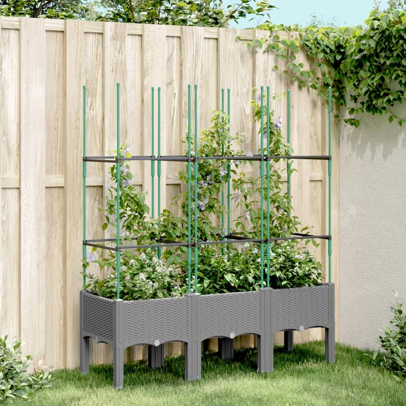 Jardinera Con Enrejado Pp Gris Claro 120x40x142,5 Cm