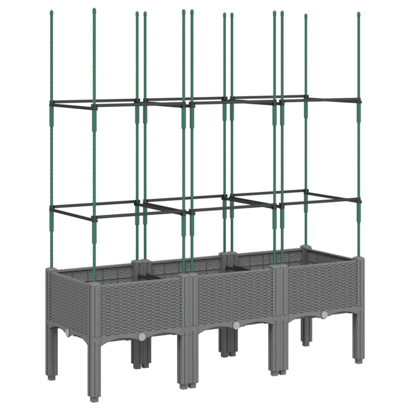 Jardinera Con Enrejado Pp Gris Claro 120x40x142,5 Cm
