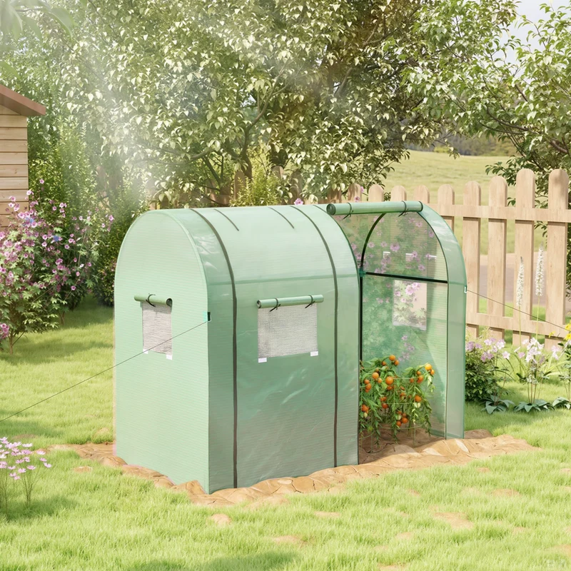 Outsunny Invernadero De Jardín Con 4 Ventanas 2 Puertas 185x94x150 Cm Verde