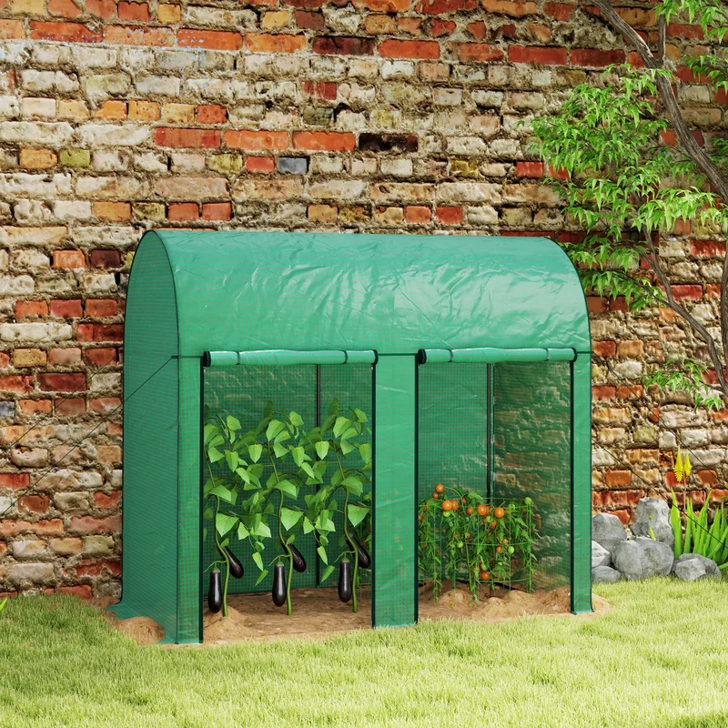 Outsunny Invernadero De Exterior Con 2 Puertas Enrollables 200x100x178 Cm Verde