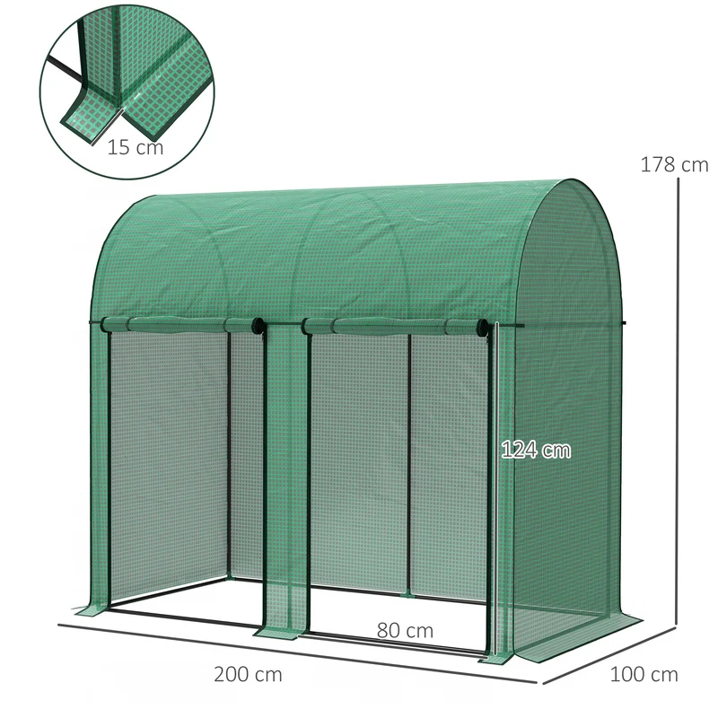 Outsunny Invernadero De Exterior Con 2 Puertas Enrollables 200x100x178 Cm Verde