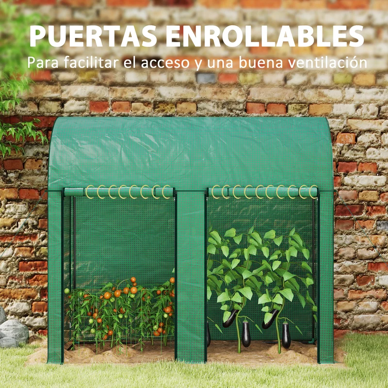 Outsunny Invernadero De Exterior Con 2 Puertas Enrollables 200x100x178 Cm Verde
