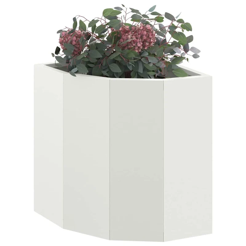 Macetero De Esquina Blanco 30 X 30 X 35 Cm Acero