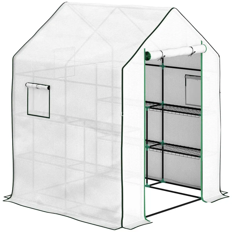 Outsunny Invernadero De Exterior Con 6 Estantes Puerta Enrollable 140x143x190 Cm