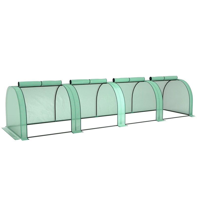 Outsunny Invernadero Con 4 Ventanas Estructura De Acero Y Pe 400x100x80 Cm Verde