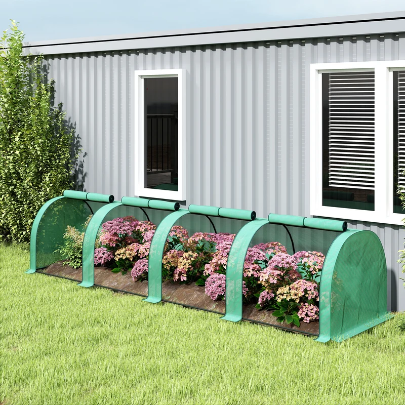 Outsunny Invernadero Con 4 Ventanas Estructura De Acero Y Pe 400x100x80 Cm Verde