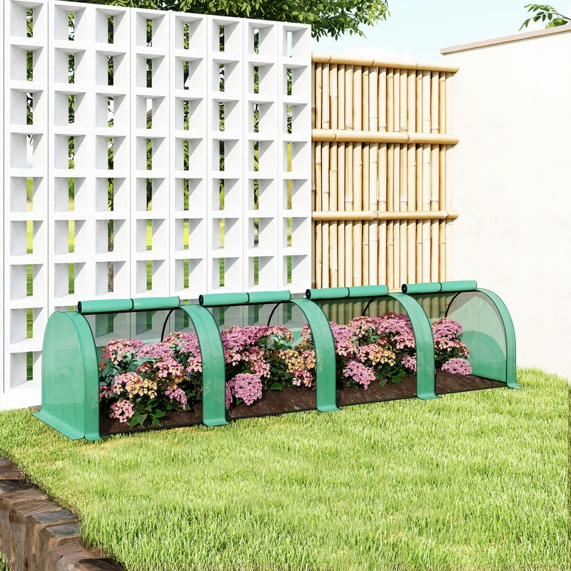 Outsunny Invernadero Con 4 Ventanas Estructura De Acero Y Pe 400x100x80 Cm Verde