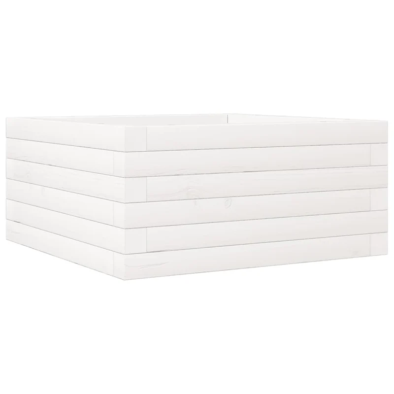 Jardinera De Madera Maciza De Pino Blanco 50x50x23 Cm