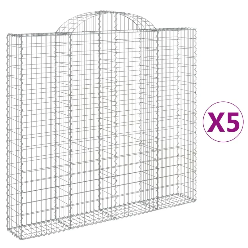Cestas De Gaviones 5 Uds Forma De Arco Hierro 200x30x180/200 Cm
