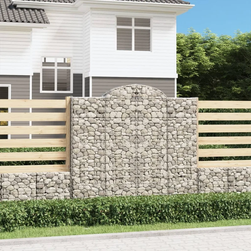 Cestas De Gaviones 5 Uds Forma De Arco Hierro 200x30x180/200 Cm