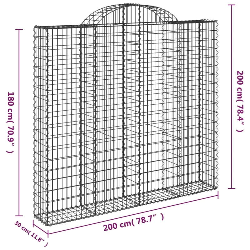 Cestas De Gaviones 5 Uds Forma De Arco Hierro 200x30x180/200 Cm
