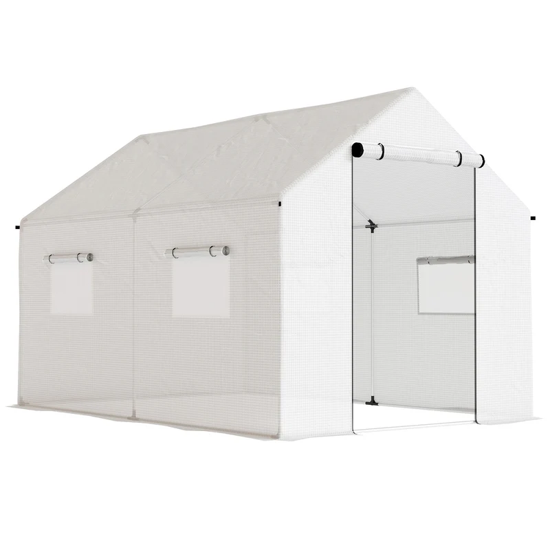Outsunny Invernadero De Exterior 2x3x2 M Con 4 Ventanas De Malla Blanco
