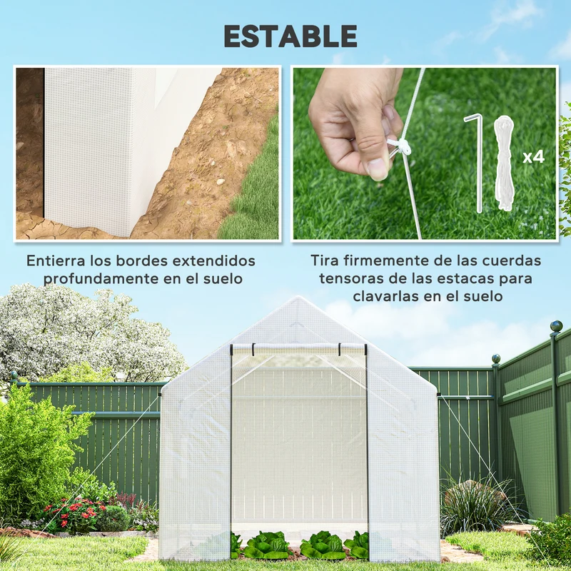 Outsunny Invernadero De Exterior 2x3x2 M Con 4 Ventanas De Malla Blanco