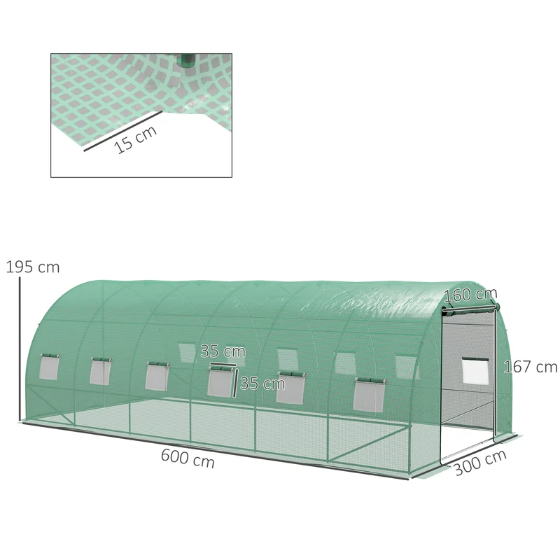Outsunny Invernadero De Exterior 6x3x2 M Con Sistema De Riego Integrado Verde