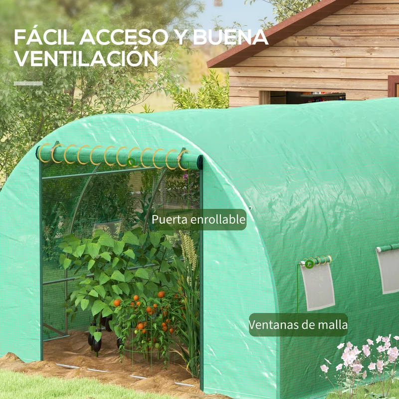 Outsunny Invernadero De Exterior 6x3x2 M Con Sistema De Riego Integrado Verde