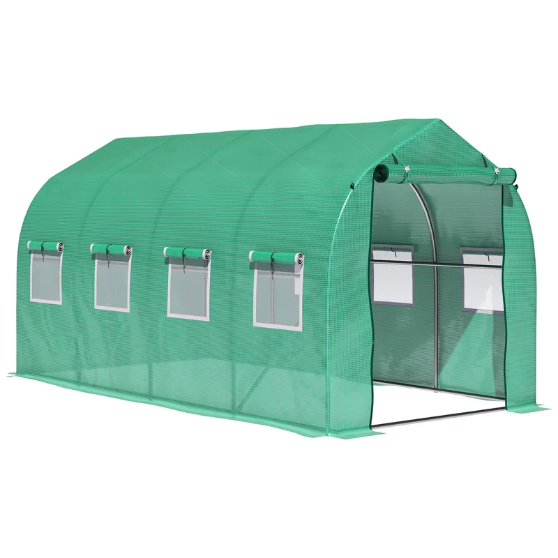 Outsunny Invernadero De Exterior 4x2x2 M Con 8 Ventanas De Malla Verde